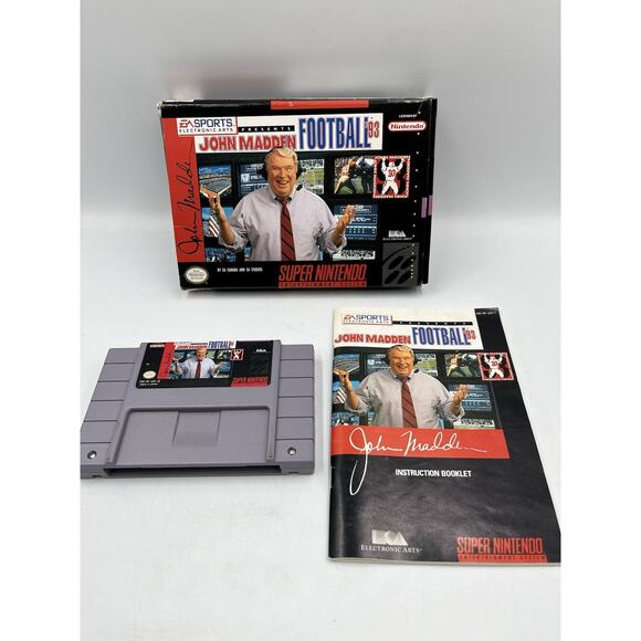 John Madden Football 93 - SNES CIB Manual Tested - Picture 1 of 14